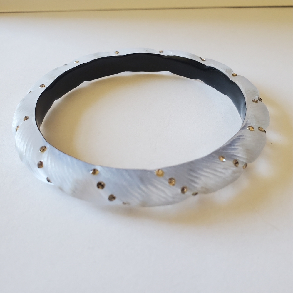 Alexis Bittar Frosted Lucite & Crystal Bangle